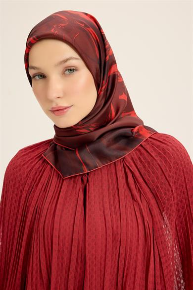 EVA TİVİL İPEK EŞARP 90*90 CM - KIRMIZI