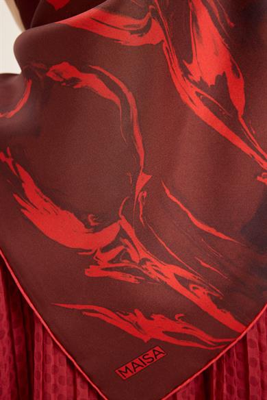 EVA TİVİL İPEK EŞARP 90*90 CM - KIRMIZI