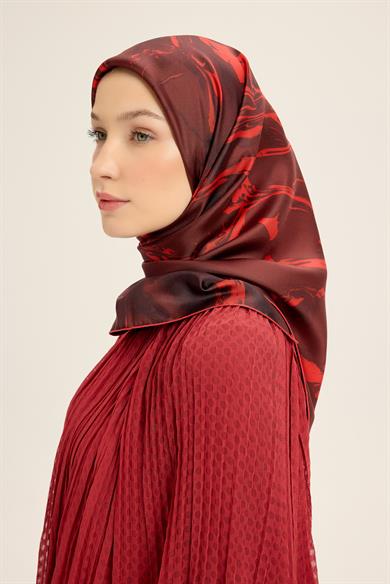 EVA TİVİL İPEK EŞARP 90*90 CM - KIRMIZI