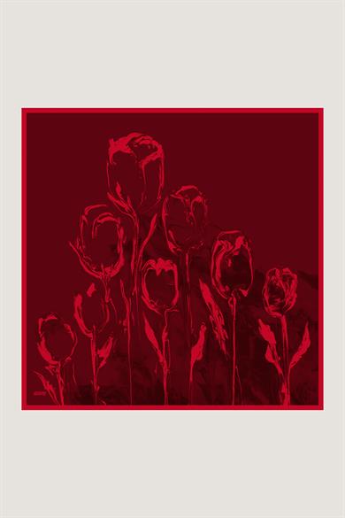 EVA TİVİL İPEK EŞARP 90*90 CM - KIRMIZI