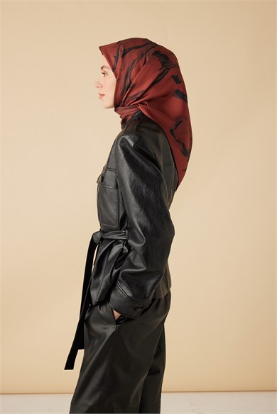 EVA TİVİL İPEK EŞARP 90*90 CM - KIRMIZI