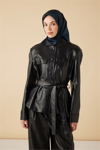 EVA TİVİL İPEK EŞARP 90*90 CM - KOYU MAVİ