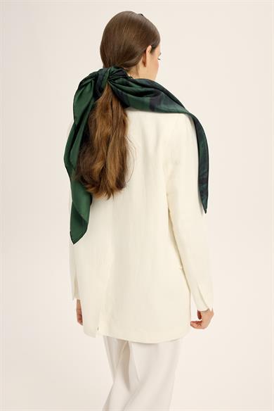 EVA TİVİL İPEK EŞARP 90*90 CM - KOYU YEŞİL