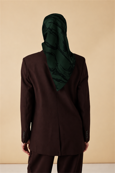 EVA TİVİL İPEK EŞARP 90*90 CM - KOYU YEŞİL
