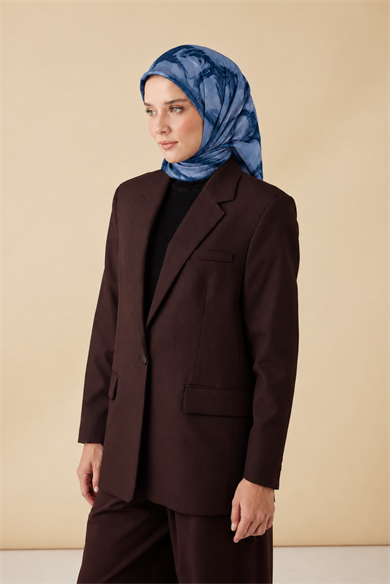 EVA TİVİL İPEK EŞARP 90*90 CM - MAVİ