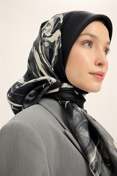 EVA TİVİL İPEK EŞARP 90*90 CM - SİYAH