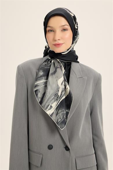 EVA TİVİL İPEK EŞARP 90*90 CM - SİYAH