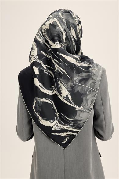 EVA TİVİL İPEK EŞARP 90*90 CM - SİYAH