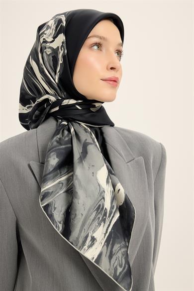 EVA TİVİL İPEK EŞARP 90*90 CM - SİYAH