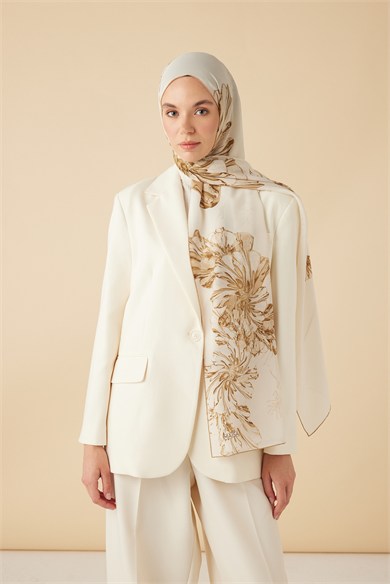EZGİN KREP İPEK ŞAL 70*190 CM - KREM