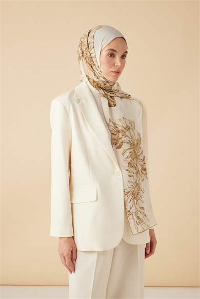 EZGİN KREP İPEK ŞAL 70*190 CM - KREM
