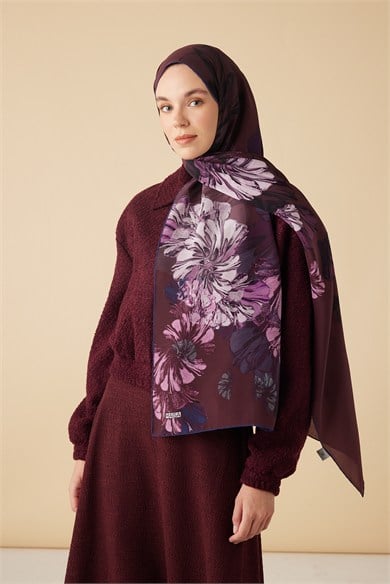 EZGİN KREP İPEK ŞAL 70*190 CM - MOR