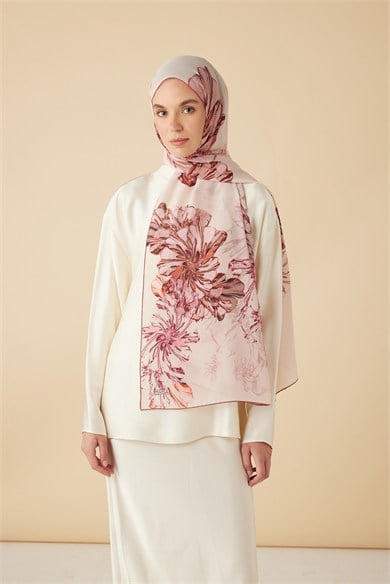 EZGİN KREP İPEK ŞAL 70*190 CM - PUDRA PEMBE