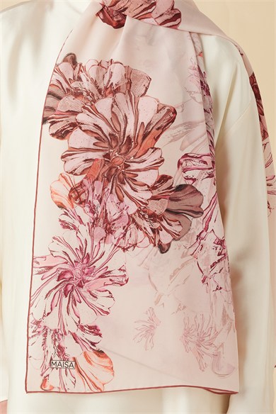 EZGİN KREP İPEK ŞAL 70*190 CM - PUDRA PEMBE