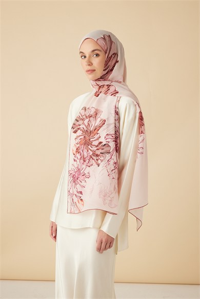 EZGİN KREP İPEK ŞAL 70*190 CM - PUDRA PEMBE