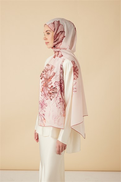 EZGİN KREP İPEK ŞAL 70*190 CM - PUDRA PEMBE