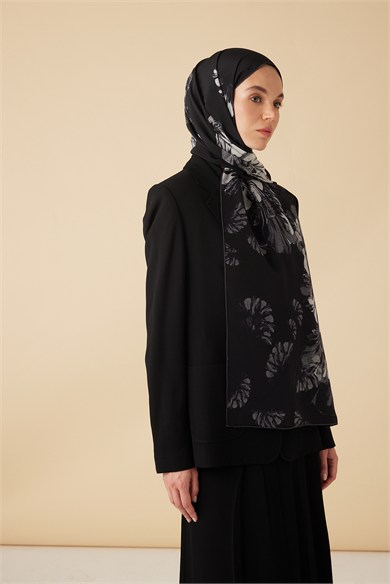 EZGİN KREP İPEK ŞAL 70*190 CM - SİYAH