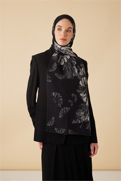 EZGİN KREP İPEK ŞAL 70*190 CM - SİYAH