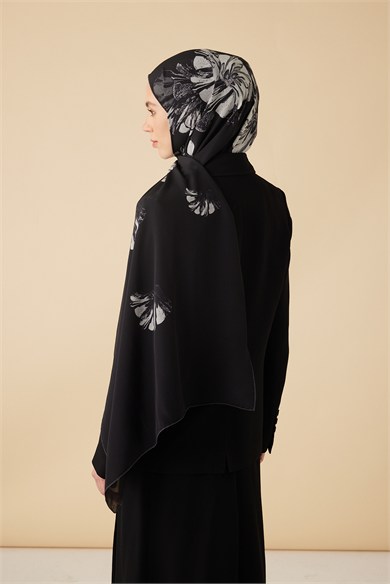 EZGİN KREP İPEK ŞAL 70*190 CM - SİYAH