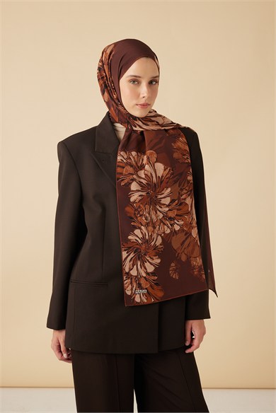 EZGİN KREP İPEK ŞAL 70*190 CM - TABA