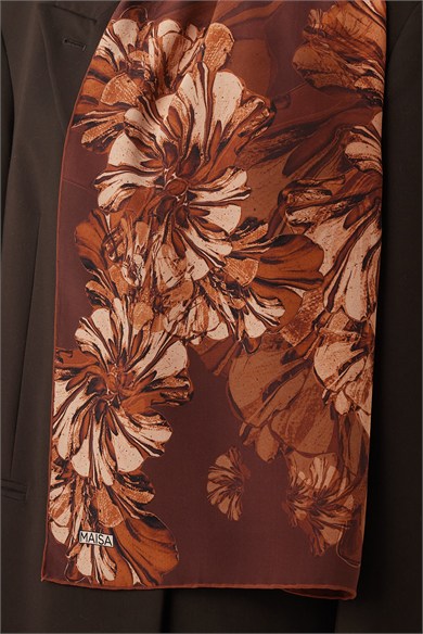 EZGİN KREP İPEK ŞAL 70*190 CM - TABA