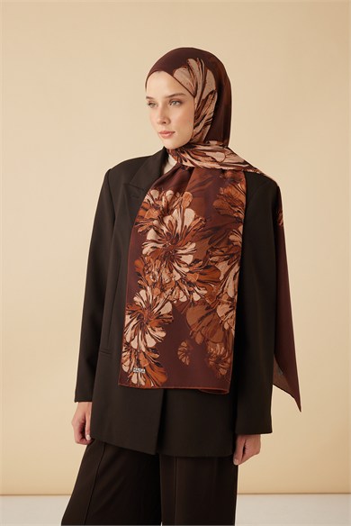 EZGİN KREP İPEK ŞAL 70*190 CM - TABA