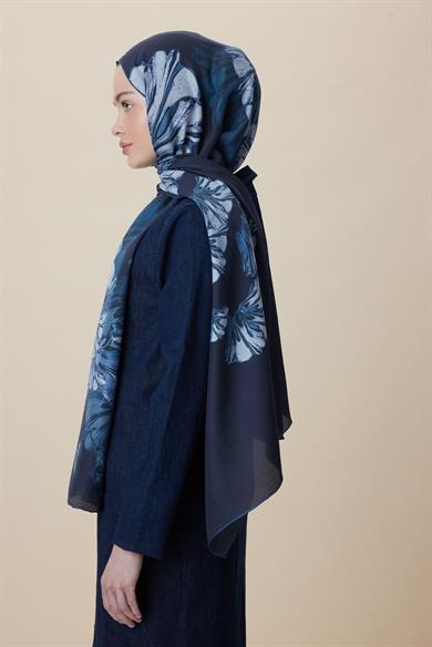 EZGİN PAMUK İPEK ŞAL 70*190 CM - INDIGO