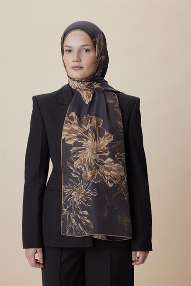EZGİN PAMUK İPEK ŞAL 70*190 CM - KAHVERENGİ