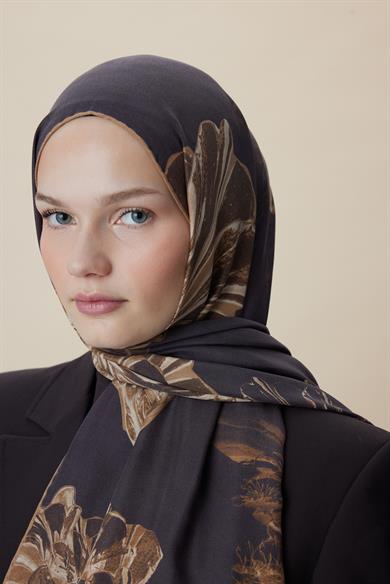 EZGİN PAMUK İPEK ŞAL 70*190 CM - KAHVERENGİ