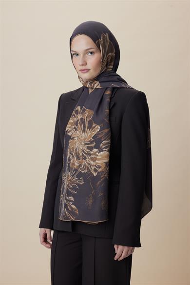 EZGİN PAMUK İPEK ŞAL 70*190 CM - KAHVERENGİ