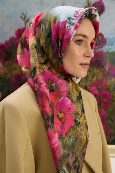 FAM TİVİL İPEK EŞARP 90*90 CM - FUŞYA