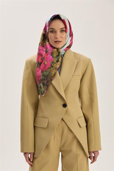 FAM TİVİL İPEK EŞARP 90*90 CM - FUŞYA