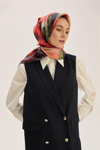 FAM TİVİL İPEK EŞARP 90*90 CM - KAHVERENGİ