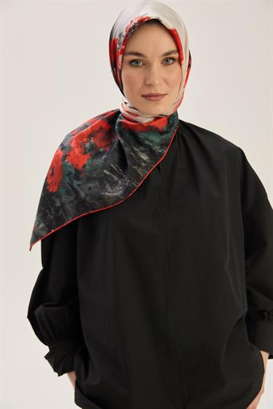 FAM TİVİL İPEK EŞARP 90*90 CM - KIRMIZI
