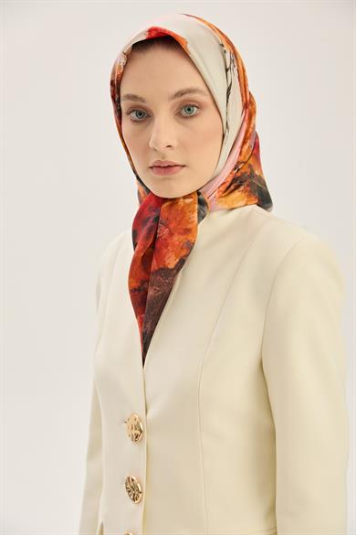 FAM TİVİL İPEK EŞARP 90*90 CM - TURUNCU