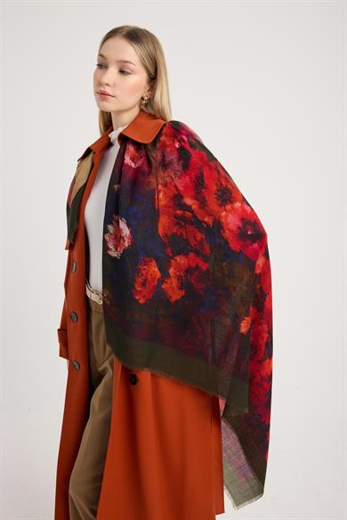 FAM YÜN İPEK EŞARP 110*110 CM - YEŞİL