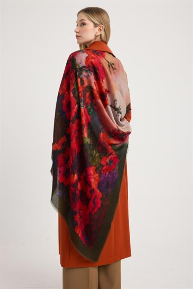 FAM YÜN İPEK EŞARP 110*110 CM - YEŞİL