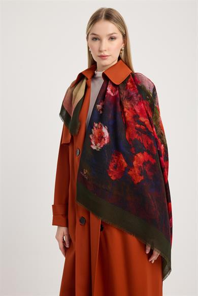 FAM YÜN İPEK EŞARP 110*110 CM - YEŞİL