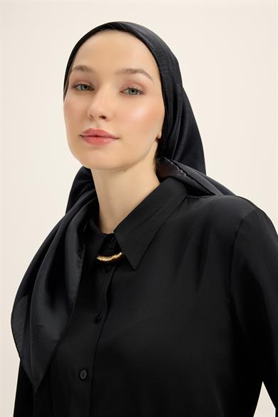 FARAH MULBERRY İPEK EŞARP 90*90 CM - ANTRASİT
