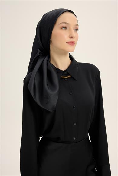 FARAH MULBERRY İPEK EŞARP 90*90 CM - ANTRASİT