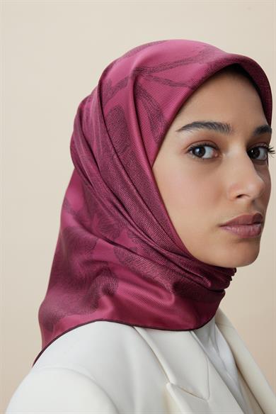 FARAH MULBERRY İPEK EŞARP 90*90 CM - GÜL KURUSU
