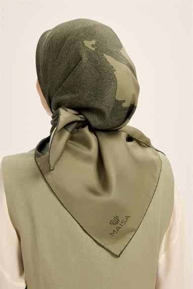 FARAH MULBERRY İPEK EŞARP 90*90 CM - HAKİ