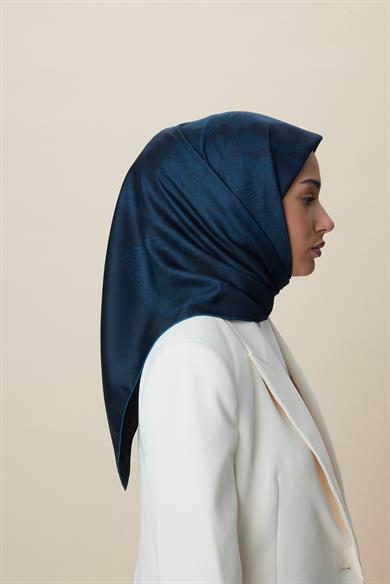 FARAH MULBERRY İPEK EŞARP 90*90 CM - KOYU MAVİ