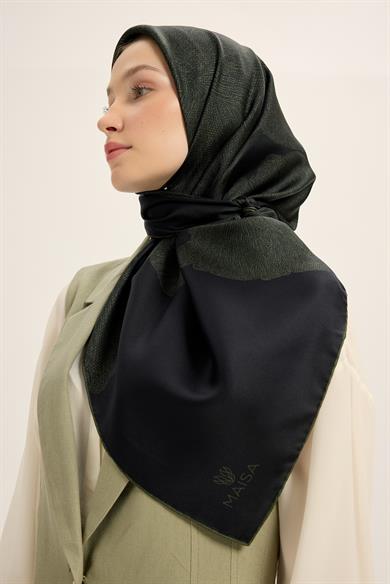 FARAH MULBERRY İPEK EŞARP 90*90 CM - KOYU YEŞİL