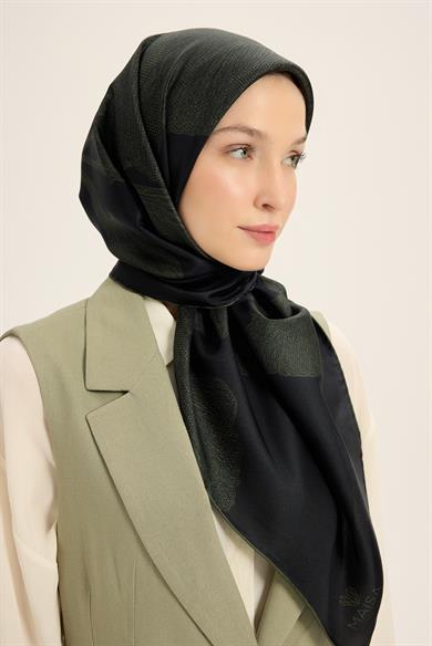 FARAH MULBERRY İPEK EŞARP 90*90 CM - KOYU YEŞİL
