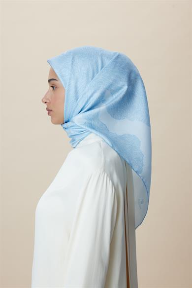 FARAH MULBERRY İPEK EŞARP 90*90 CM - MAVİ
