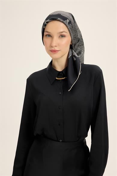 FARAH MULBERRY İPEK EŞARP 90*90 CM - SİYAH