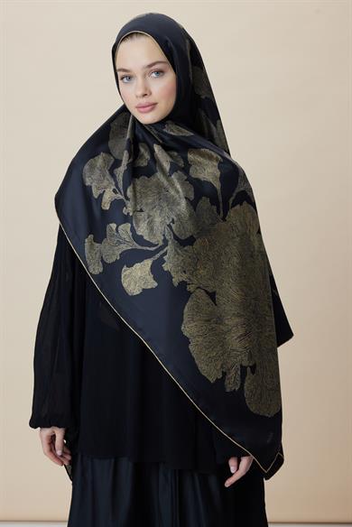 FARAH MULBERRY İPEK ŞAL 70*190 - GOLD SİYAH
