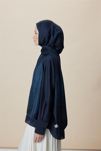FARAH MULBERRY İPEK ŞAL 70*190 - KOYU MAVİ