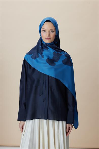 FARAH MULBERRY İPEK ŞAL 70*190 - MAVİ